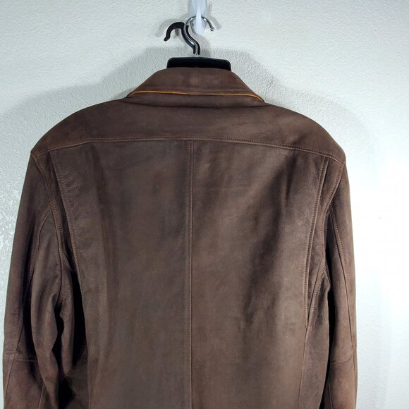 Orvis Mens Size 48 L Brown Genuine Leather Bandera Blazer Hunting Jacket Coat - Picture 9 of 13